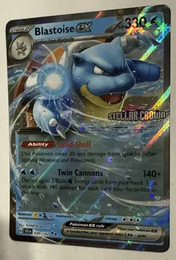 Pokemon TCG Blastoise EX Stellar Crown Holo Double Rare Card 030/142 NM/MT - Image 3