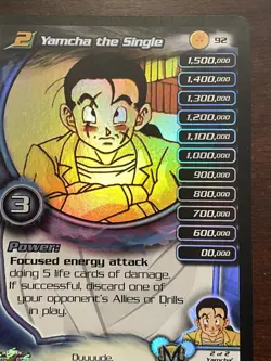 Yamcha The Single Holo Foil Rare 92 DBZ TCG Card LV2 DRAGON BALL Z Score CCG - Image 4