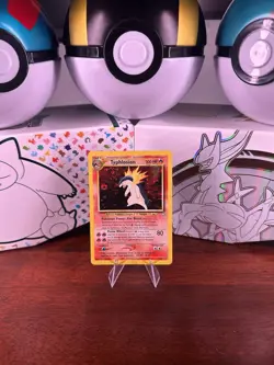Pokemon TCG Neo Genesis Typhlosion Holo Rare Card 18/111 Vintage Swirl LP - Image 1