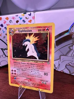 Pokemon TCG Neo Genesis Typhlosion Holo Rare Card 18/111 Vintage Swirl LP - Image 3