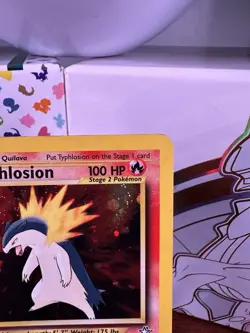 Pokemon TCG Neo Genesis Typhlosion Holo Rare Card 18/111 Vintage Swirl LP - Image 5