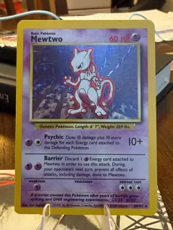 Pokemon TCG Mewtwo Base Set Holo Rare Card 10/102 Vintage - Image 1