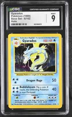 CGC 9 MINT Gyarados 1999 Base Set 6/102 Holo Pokemon Card - Image 1