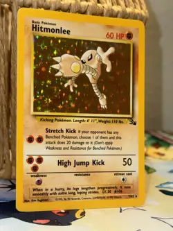 Pokemon TCG Hitmonlee Fossil Holo Card 7/62 Unlimited Rare, NM/MINT - Image 2