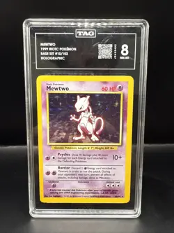Pokemon TCG Mewtwo Holo Rare Card 10/102 Base Set WOTC TAG 8 NM-MT - Image 1
