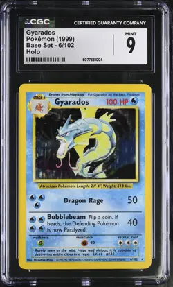 CGC 9 MINT Gyarados 1999 Base Set 6/102 Holo Pokemon Card - Image 1