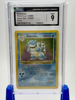1999 Pokemon Base Set Unlimited Blastoise Holo Rare Card 2/102 CGC Mint 9 - Image 1
