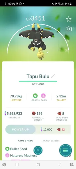 Pokemon Go Shiny Legendary Tapu Bulu ( High CP ) - Image 1