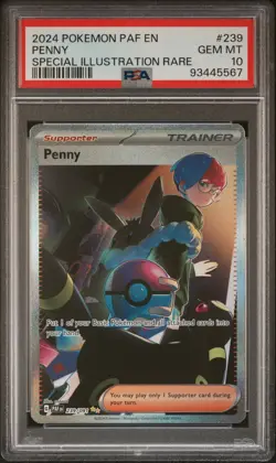 2024 POKEMON PAF EN-PALDEAN FATES SPECIAL ILLUSTRATION RARE #239 PENNY PSA 10 - Image 1