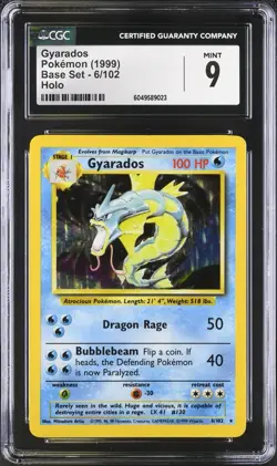 CGC 9 MINT Gyarados 6/102 Base Set Holo Rare Vintage WOTC 1999 Pokemon - Image 1
