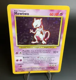 Mewtwo 010/102 Base Set Holo Unlimited Rare Card LP Vintage Pokemon Card - Image 1