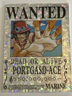 PORTGAS D ACE WANTED Marine No.047 Holographic One Piece Anime Collectible Card - Image 1