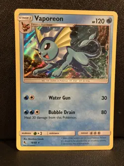 Vaporeon 18/68 Hidden Fates 2019 Rare Holo Rare Pokemon TCG Card - NM - Image 1