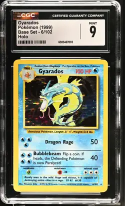 CGC 9 MINT Gyarados 1999 Base Set 6/102 Holo Pokemon Card - Image 1