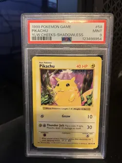 PSA 9 Pikachu 58/102 Yellow Cheeks Shadowless Pokemon Card - Image 1