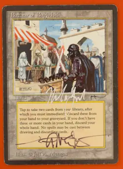 MTG Magic the Gathering - BAZAAR OF BAGHDAD - Altered DOUBLE SIGNED ARABIAN - PL - Image 1