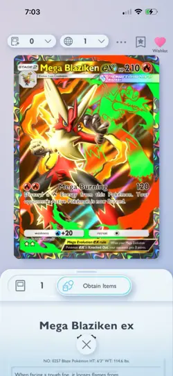 Pokemon Tcg Pocket 2 Star MEGA BLAZIKEN - Image 1