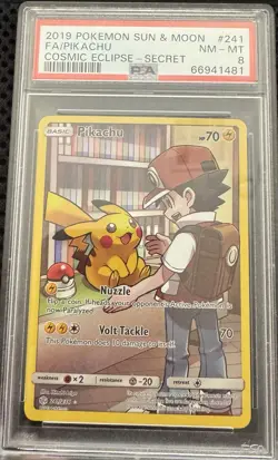 2019 POKEMON SUN & MOON #241 PIKACHU NM - MT COSMIC ECLIPSE - SECRET RARE - Image 1
