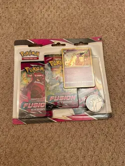 Pokemon FUSION STRIKE 3 Pack Blister (Espeon) Sword Shield Sealed Booster - Image 1