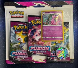 2021 Pokemon TCG Sword & Shield Fusion Strike 3-Pack Blister Espeon SEALED - Image 1