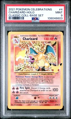 2021 POKEMON CELEBRATIONS CLASSIC COLL #4 CHARIZARD-HOLO PSA 9 - Image 1