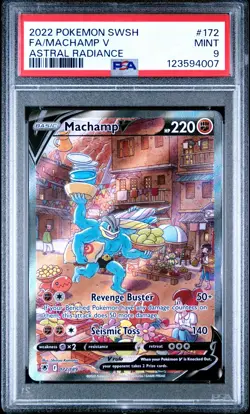 2022 POKEMON SWORD & SHIELD ASTRAL RADIANCE #172 FULL ART/MACHAMP V PSA 9 - Image 1