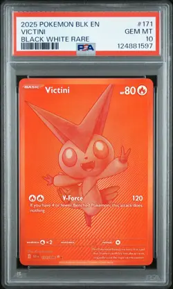 Pokemon 2025 Victini 171/086 Black White Rare Black Bolt GEM MINT PSA 10 - Image 1