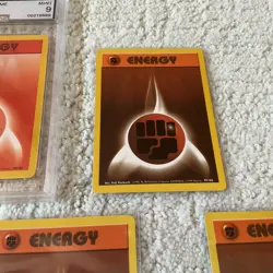 Lot of (12) Graded Pokemon Cards 1999 Fire Energy Mint 9 Raw Energy’s Super RR - Image 3