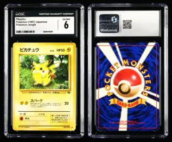 CGC EX/NM 6 Nintendo 1997 Pokemon PTCG JPN . card- Pikachu - Image 1