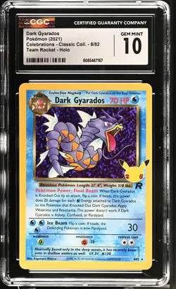 CGC 10 Dark Gyarados 2021 Celebrations Team Rocket 8/82 Holo Pokemon Card - Image 1