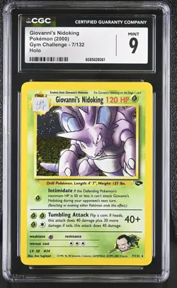 CGC 9 MINT Giovanni's Nidoking 2000 Gym Challenge 7/132 Holo Pokemon Card - Image 1