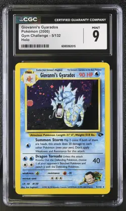 CGC 9 MINT Giovanni's Gyarados 2000 Gym Challenge 5/132 Holo SWIRL Pokemon Card - Image 1