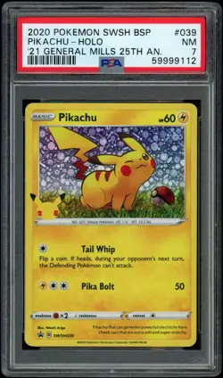 Pokemon Card PSA 7 Pikachu SWSH039 General Mills 25th Anniversary Promo 2020 - Image 1