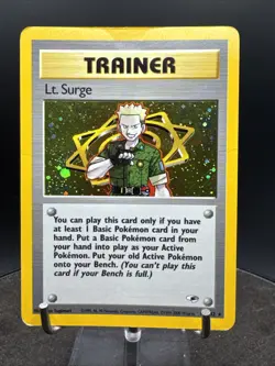 Pokemon TCG Lt. Surge 017/132 Gym Heroes Trainer Holo Rare - Image 1