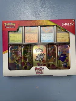 ✨ Pokemon Scarlet & Violet - 151 (5-Pack) Mini Tins w/ 4 Promos ✨ - Image 1