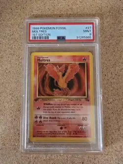 1999 Pokemon TCG Fossil Moltres 1st Edition PSA 9 Mint 27/62 Rare - Image 3