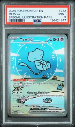 2024 POKEMON PAF EN-PALDEAN FATES SPECIAL ILLUSTRATION RARE #232 MEW EX PSA 9 - Image 1