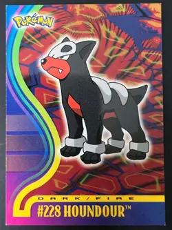 TOPPS POKEMON JOHTO LEAGUE CHAMPIONS HOUNDOUR #228 CARD WITH BLUE LOGO - Image 1