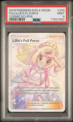 PSA 9 Lillie’s Full Force 230/236 Full Art Cosmic Eclipse Pokemon Card SM - Image 2