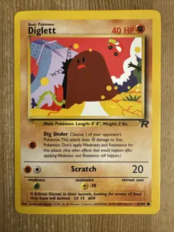 Diglett 52/82 Pokemon Card Team Rocket Unlimited Vintage WOTC VLP - Image 1