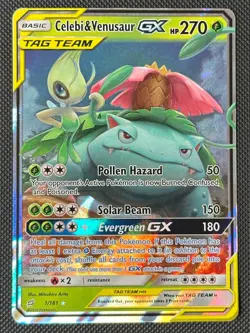 CELEBI & VENUSAUR GX 1/181 TEAM UP TAG TEAM POKEMON CARD - Image 1