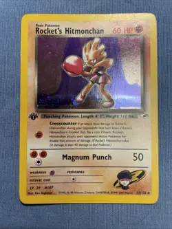 Pokemon TCG Rockets Hitmonchan Holo Rare Card 11/132 1st Edition LP/MP - Image 1