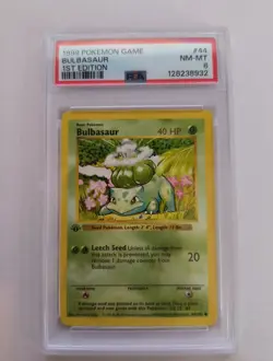 1999 Pokemon Base Set 1st Edition Shadowless #44 BULBASAUR PSA 8 NM-MT - Image 1