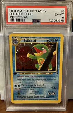 Pokemon 2001 #8 Neo Discovery Politoed Holo 1st Edition PSA 6 - Image 1