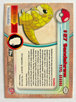 1999 Pokemon Topps #27 Sandshrew TV Animation Edition Holo Foil Series 1 - Image 2