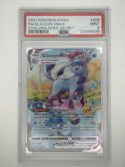 Glaceon VMAX Alt Art 209/203 2021 Pokemon Sword and Shield Evolving Skies PSA 9 - Image 1