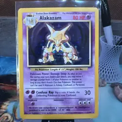Pokemon TCG Alakazam Base Set Holo Card 1/102 LP - Image 1