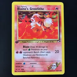 Pokemon TCG Blaine's Growlithe Gym Heroes 62/132 Regular 1st Edition Common - Image 1