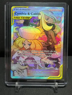 Cynthia & Caitlin GX 228/236 Ultra Rare Holo Pokemon 2019 Cosmic Eclipse NM - Image 1