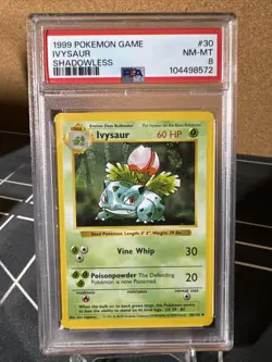 Pokemon Ivysaur Card 30/102 Shadowless Base Set 1999 PSA 8 NM-MT WOTC Vintage - Image 1